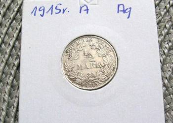 Niemcy 1/2 Marki 1915r - A - SREBRO