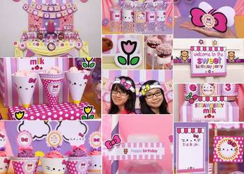 Hello Kitty kot kotek szablony urodziny słodki stół candybar