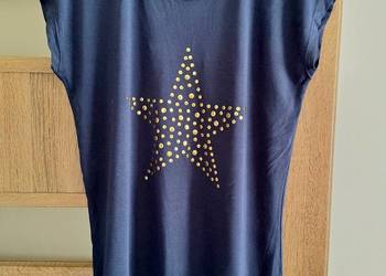 Granatowy t-shirt koszulka z gwiazdą ćwieki 36
