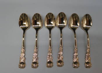 Komplet Łyżeczek do Mokki z Różyczką 6szt. w kolorze złotym