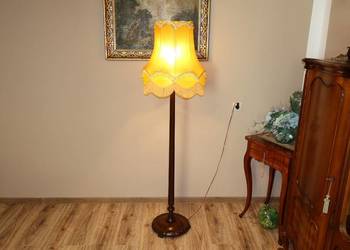 Unikatowa Stojąca Drewniana Dębowa Lampa Lata 50-60