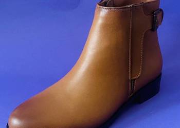 Brązowe skórzane ocieplane damskie botki rozmiar 37 (alp2265)