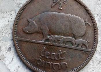IRLANDIA 1/2 PENNY 1928 r BRONZE