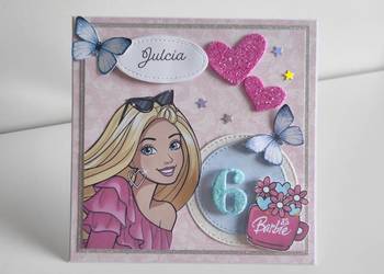 Personalizowana kartka ręcznie robiona na urodziny Barbie