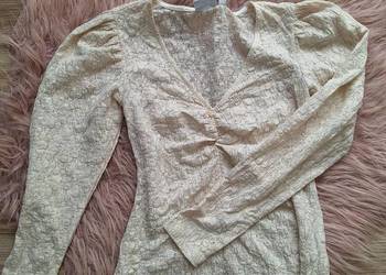 Ażurowa koronkowa bluzka z długim rękawem marszczona nowa 36 Vila