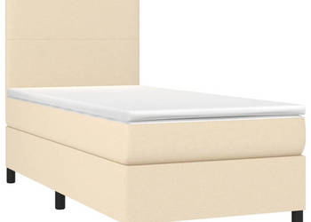 Łóżko z Materacem Kontynentalne Do Sypialni Kremowe 100x200 cm WM-3134698