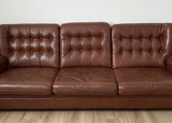 Komplet skóra naturalna sofa i fotele retro