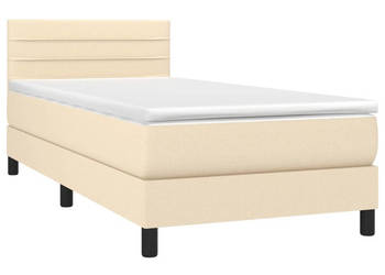 Łóżko kontynentalne z materacem kremowe tkanina 90x200 cm WM-3133210