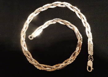 Srebrny naszyjnik płaski pleciony 45 cm