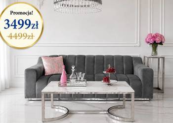 Nowoczesny Stolik Kawowy LOLA – Srebrny, Biały Marmur | Design Glamour