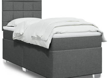 Łóżko kontynentalne z materacem ciemnoszara tkanina 100x200 cm WM-3290400