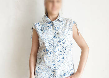 Kwiatowa koszula Armand Thierry L 40 bez rękawów bawełna flo