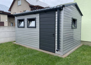 Domek ogrodowy 4×3m – srebrny/ ciemny grafit matowy
