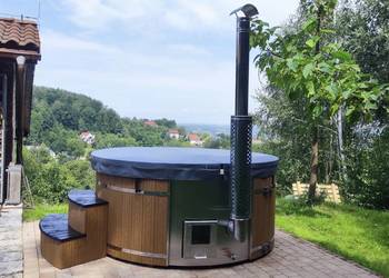 Balia Ogrodowa SPA Bania Ø 225 x H105cm 20 dysz piec na drewno grzałka 3 kW