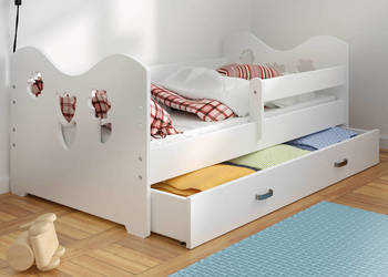 Łóżko sosnowe dziecięce Miki B2 160x80 szuflada + materac