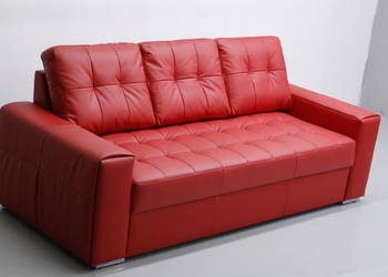 3 osobowa sofa, kanapa, czerwona SKÓRA naturalna madras 6038