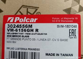Wkład lusterka prawego Fiat Grande Punto, Linea