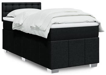Łóżko kontynentalne z materacem czarne tkanina 90x200 cm WM-3286967