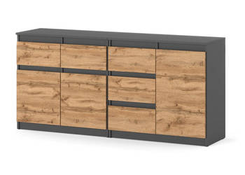 Komoda Loft 160cm Szafka Z 5 Szufladami Nowoczesna Salon Szara Dąb Wotan