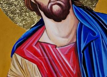 Ikona Jezus Pantokrator wykonana ręcznie na desce
