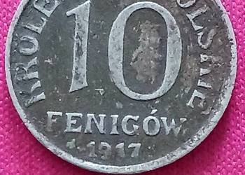 10 Fenigów Królestwo Polskie 1917 r. NBO-napis blisko obrzeża-niedobicia