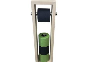 Stojak na papier toaletowy uchwyt drewniany metalowy chrom 2w1 buk kolory