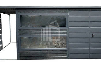 DOMEK OGRODOWY 4x2,5 m + wiata 1,2 x 2,5 m - drzwi - 3x otwor ID533