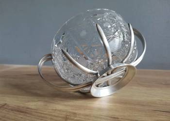 Stara posrebrzana cukierniczka kryształ plater Hefra design PRL