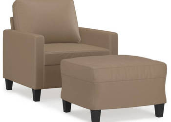 Fotel z podnóżkiem kolor cappuccino 60 cm sztuczna skóra WM-3201023