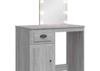 Toaletka z lampkami LED szary dąb sonoma 90x42x1325 cm WM-834976