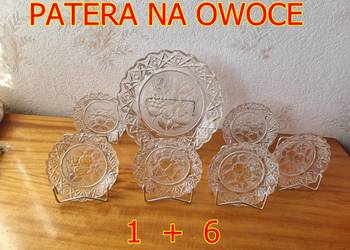 6 + 1 Patera na Owoce Huta Hortensja Stojak Podstawka KOMPLETNY ZESTAW Owoc