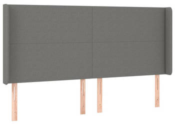 Zagłówek do łóżka z LED ciemnoszary 203x16x118/128cm tkanina WM-3123791