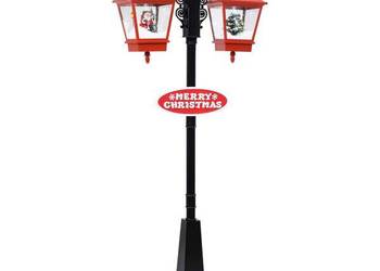 Świąteczna latarnia z Mikołajem, czarno-czerwona, 81x40x188 cm(SKU:289926)