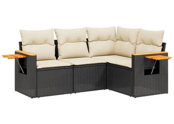 4-cz. zestaw wypoczynkowy do ogrodu poduszki czarny rattan PE WM-3259172