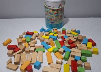 Klocki drewniane z sorterem, 100 elementów, Elefun Toys (Zabawka, drewniana
