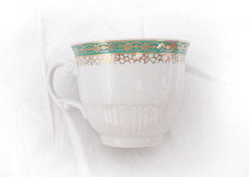 vintage filiżanka z zielonym paskiem, prl porcelana włocławek filiżanka