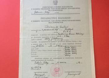 ( 1749 ) Świadectwo Egzaminu, Tchórzewski