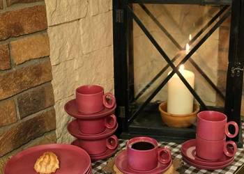 Zestaw talerze z kubkami Burgund