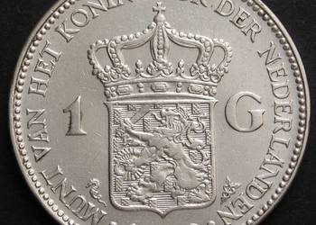 HOLANDIA 1 GULDEN 1929 - KRÓLOWA WILHELMINA - SREBRO