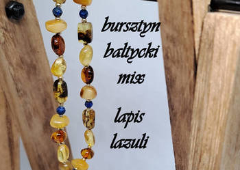 Bransoletka bursztyn bałtycki miks oraz lapis lazuli #105 Bransoletka bursztyn bałtycki miks oraz lapis lazuli #105