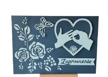 Zaproszenia Ślub Ręce W Sercu B6 Granat - Błękit