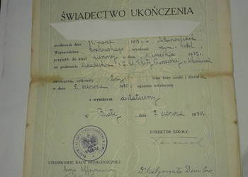przedwojenne swiadectwo szkolne