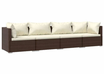 4-cz. zestaw wypoczynkowy do ogrodu poduszki rattan PE brąz WM-3101426