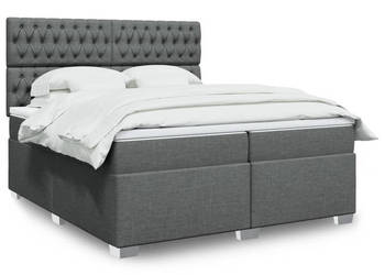 Łóżko kontynentalne z materacem ciemnoszara tkanina 200x200 cm WM-3290603