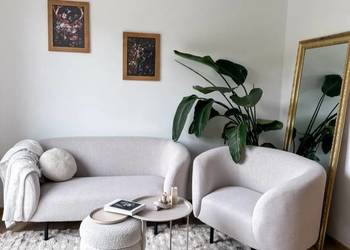 Stylowy komplet wypoczynkowy LOEN (Sofa + Fotel) – Jasnobeżowy