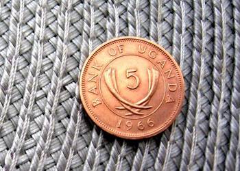 Uganda 5 Cent 1966r - Ładna