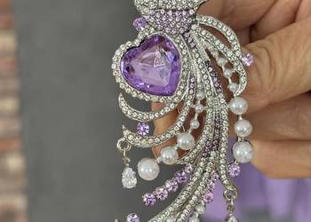 Broszka piękny ptak feniks odcienie lila