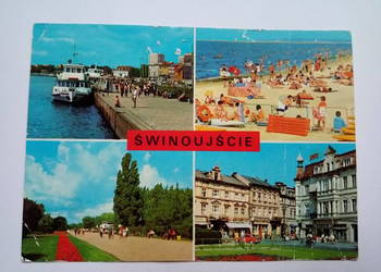 Pocztówka Świnoujście z lat 80-tych + Znaczek