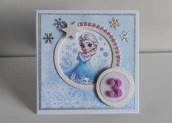 Kartka ręcznie robiona na urodziny Kraina lodu Elsa handmade Kartka ręcznie robiona na urodziny Kraina lodu Elsa handmade