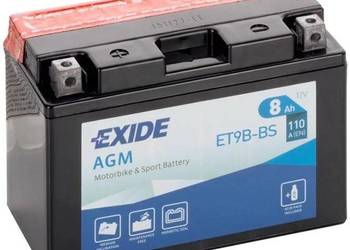 Akumulator motocyklowy EXIDE ET9B-BS YT9B-BS 12V 8Ah 110A EN